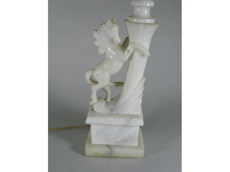 Appraisal: Alabaster Table Lamp in the form of a rearing horse