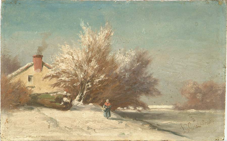 Appraisal: AIMERMANN JOHAN GEORG GERSTINHAUER Dutch - WINTER STROLL Unframed oil