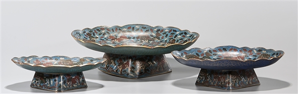 Appraisal: Three Chinese cloisonne footed trays each with qilin motifs x