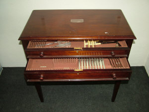 Appraisal: A mahogany canteen side table fitted with two long cutlery