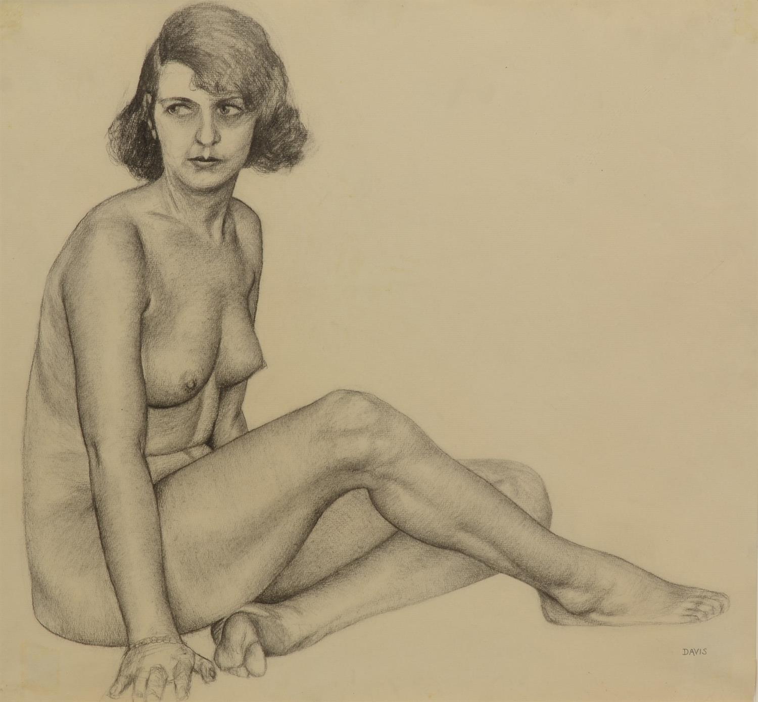 Appraisal: Harry A Davis American - charcoal Female Model with Bracelet