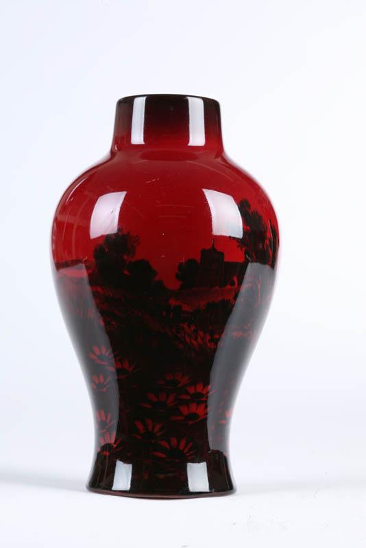 Appraisal: ROYAL DOULTON FLAMBE' VASE Circa Bulbous form with a bold