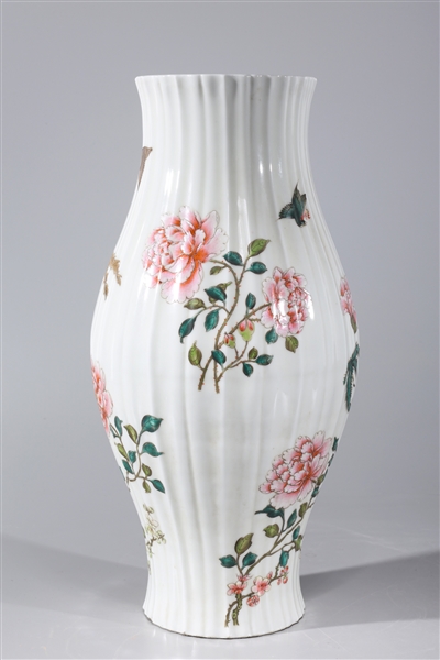 Appraisal: Chinese famille rose enameled porcelain vase with flowers and molded