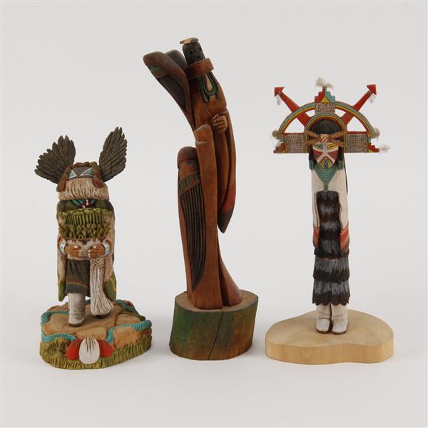 Appraisal: Three Native American Hopi Kachina Dolls Signed T FrancisAbbott R