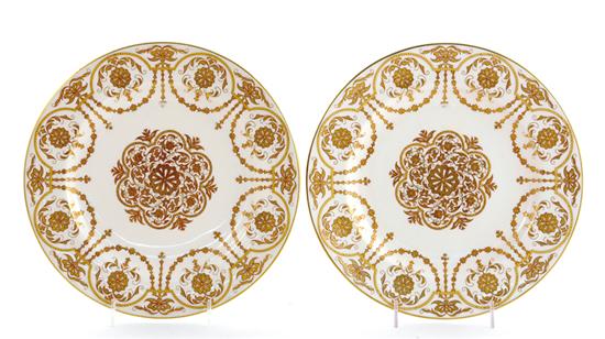 Appraisal: Royal Worcester porcelain plates Tiffany Co circa ornate gilt-rouge jewel-work