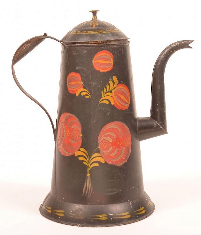 Appraisal: Pennsylvania th Century Toleware Coffee Pot Pennsylvania th Century Toleware