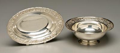 Appraisal: Two sterling bowls one oval with floral repousse border S