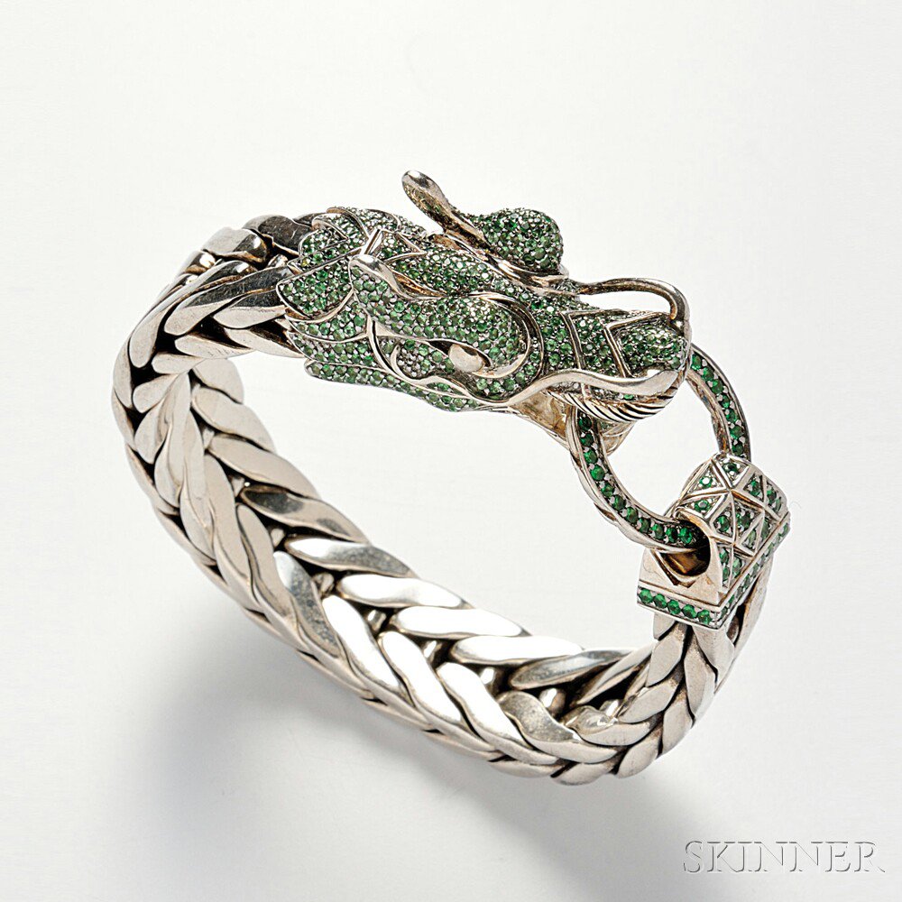 Appraisal: John Hardy Naga Sterling Silver and Tsavorite Garnet Dragon Head