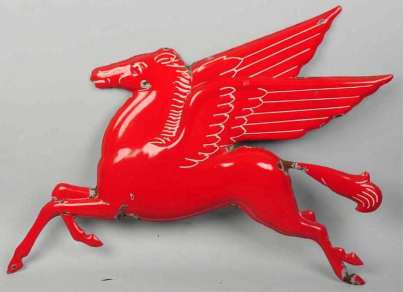 Appraisal: Die-Cut Porcelain Mobil Pegasus Larger chips with most concentrated at