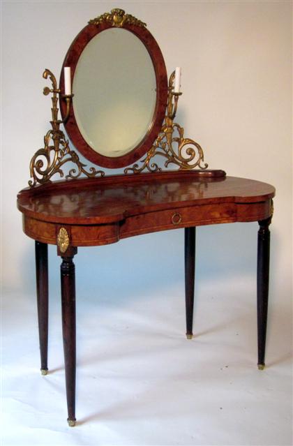 Appraisal: Louis XVI style burl walnut and gilt metal mounted dressing