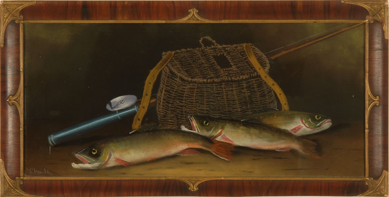 Appraisal: WILLIAM HENRY CHANDLERAmerican - Still life with trout creel and