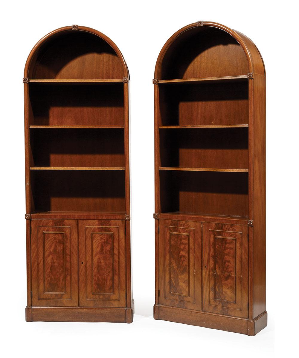 Appraisal: Pair of Louis XVI-Style Mahogany Bookcases labeled Beacon Hill dome