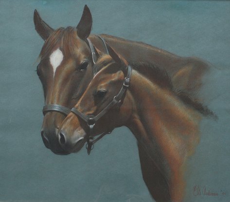 Appraisal: ANDERSON Clarence William - Horses Pastel '' x '' signed