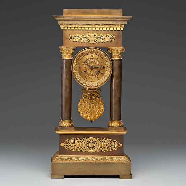 Appraisal: French Mantel Clock French th century A gilt bronze mantel