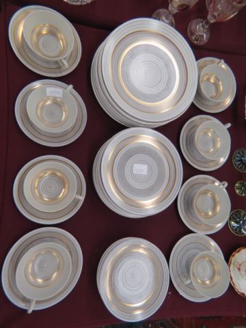 Appraisal: pc Sascha Brastoff Pottery Dinner Service service for gold bands