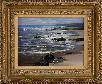 Appraisal: PETER ELLENSHAW b ROCKY SHORE Oil on panel x in