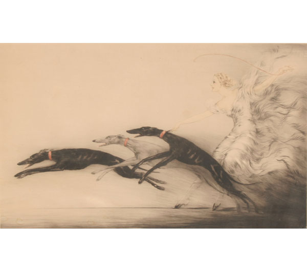 Appraisal: Louis Icart French - Speed nymph and greyhounds drypoint and