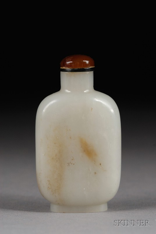 Appraisal: Jade Snuff Bottle China th century gray stone with tan