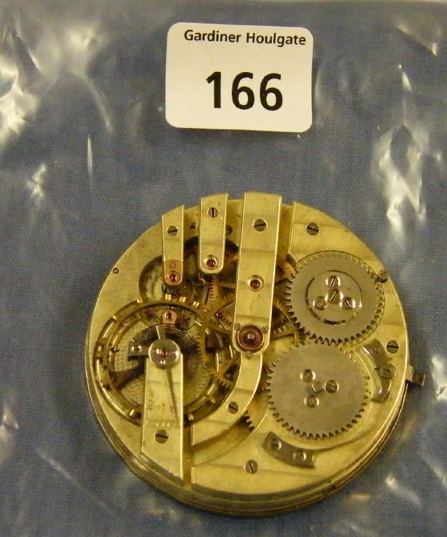 Appraisal: Swiss high grade pocket watch movement jewelled bar movement with