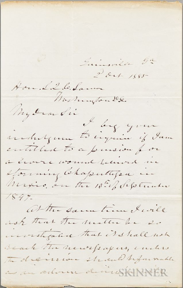 Appraisal: Longstreet James - Autograph Letter Signed October Longstreet James -