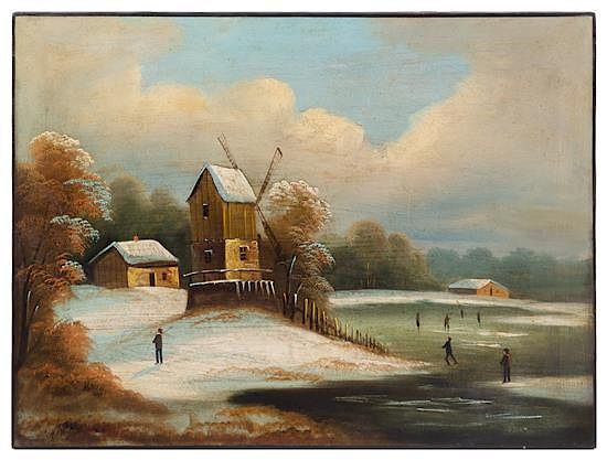 Appraisal: Attributed to Joseph Hidley American - Winter Scene Attributed to