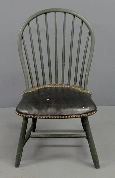 Appraisal: Pennsylvania bamboo turned Windsor side chair nine-spindle bow-back signed W