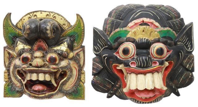 Appraisal: lot of Barong character masks Bali polychrome painted and parcel