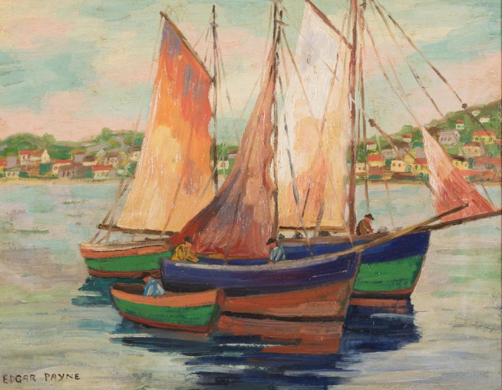 Appraisal: EDGAR PAYNE California Missouri - oil on canvas Brittany Boats