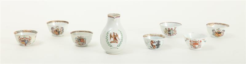 Appraisal: GROUP OF SEVEN CHINESE EXPORT ARMORIAL TEA BOWLS AND A