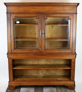 Appraisal: French Louis Philippe bookcase in walnut with etched glass doors