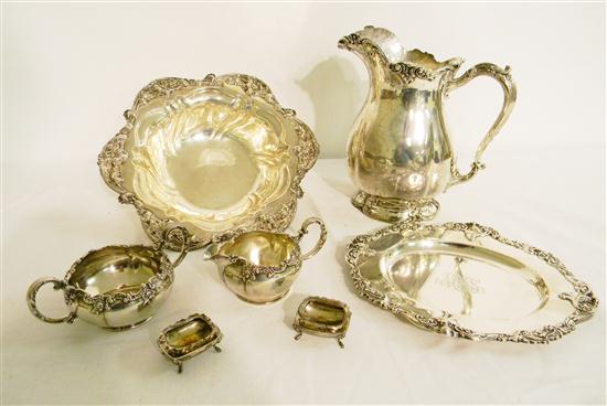 Appraisal: Sterling silver including a Repousse floral bowl '' a ''