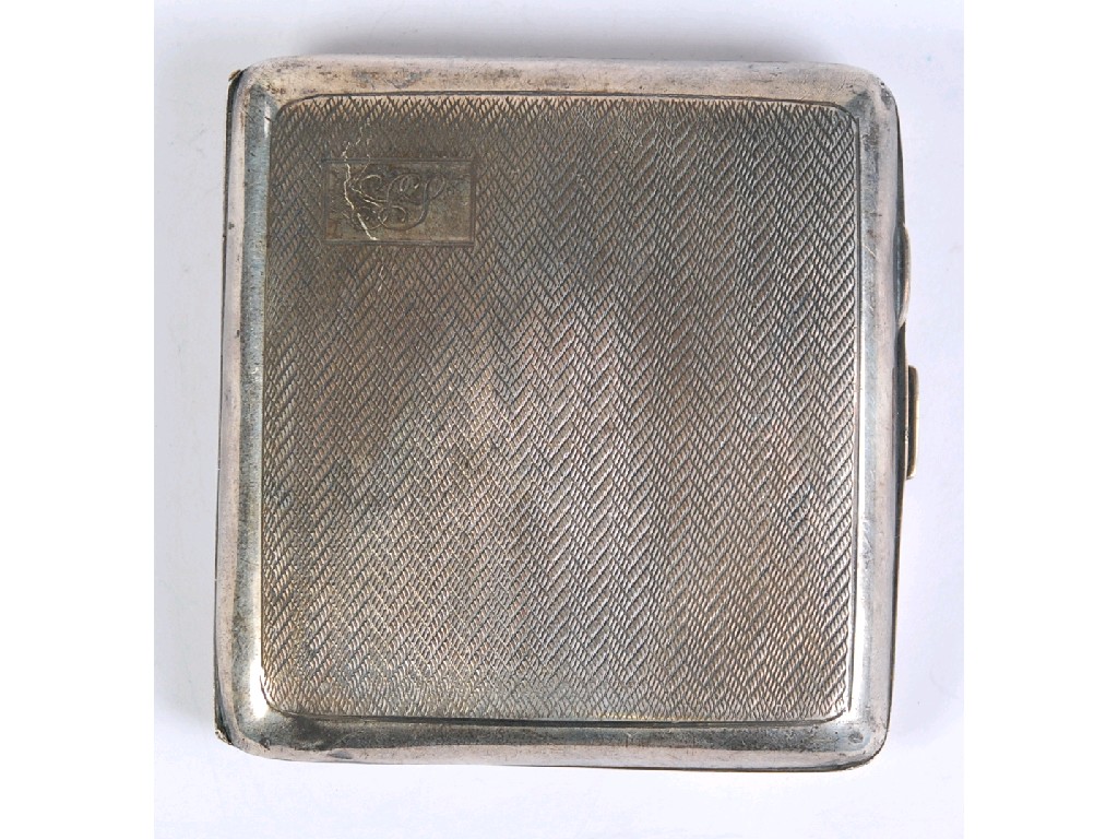 Appraisal: SILVER POCKET CIGARETTE CASE curved oblong and engine turned wide