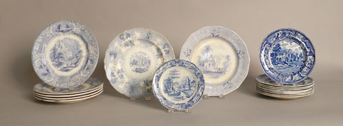 Appraisal: Seventeen blue Staffordshire plates th c dia - dia