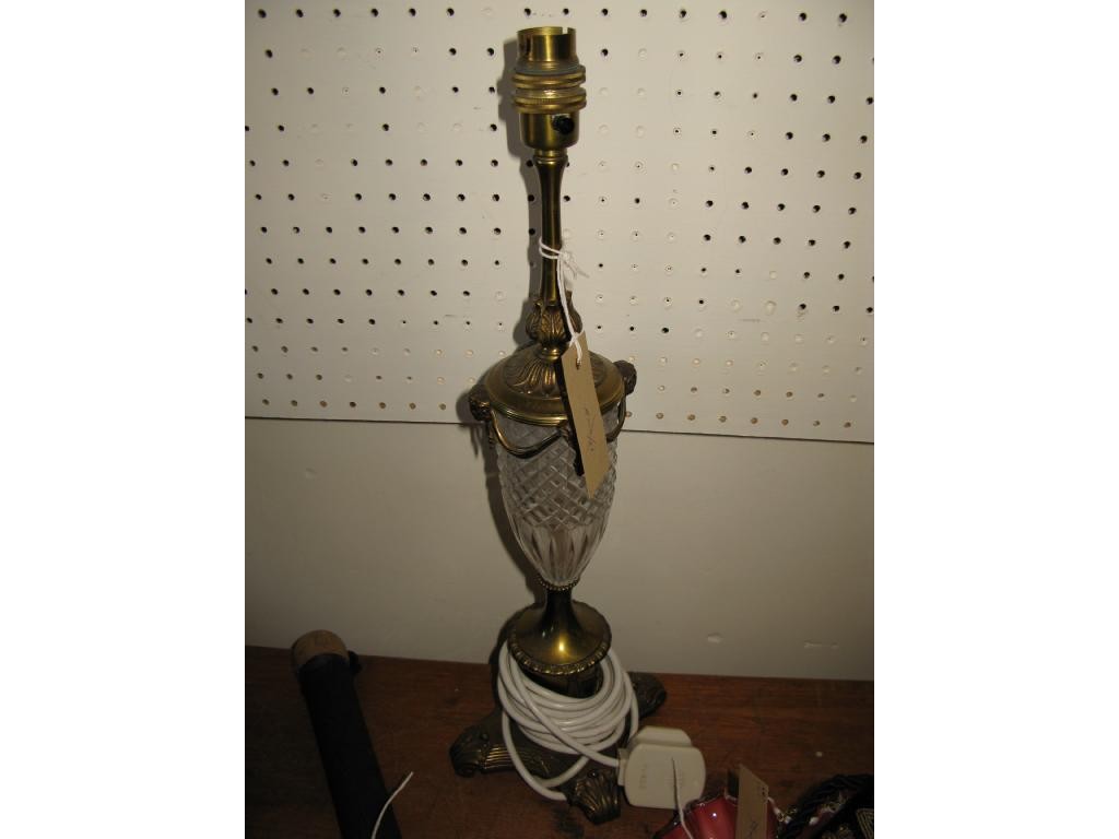 Appraisal: An early th Century brass table lamp in Adam style