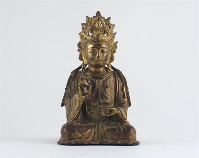 Appraisal: A Chinese gilt bronze figure of Guanyin seated in lalitasana