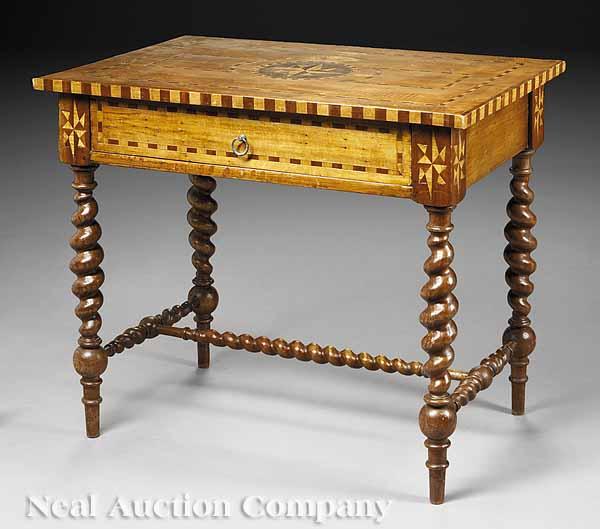 Appraisal: An Antique Continental Inlaid Fruitwood Side Table th c the