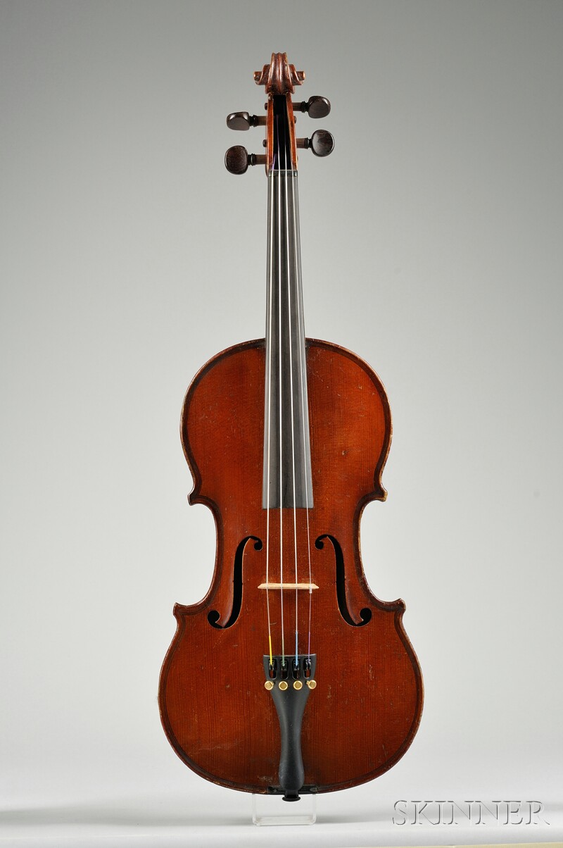 Appraisal: French Violin Nicolas Workshop Mirecourt c branded NICOLAS BERTOLINI length