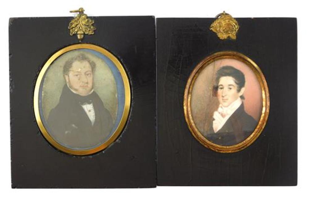 Appraisal: MINIATURE Two gentlemen miniatures both on oval supports likely ivory