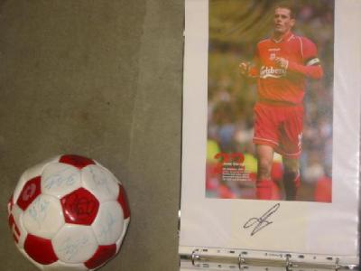 Appraisal: A folder of autographed colour photographs for Liverpool Club Squad