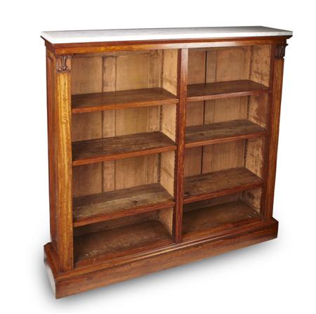 Appraisal: GEORGE IV SATINWOOD DWARF BOOKCASE CIRCA the white marble top