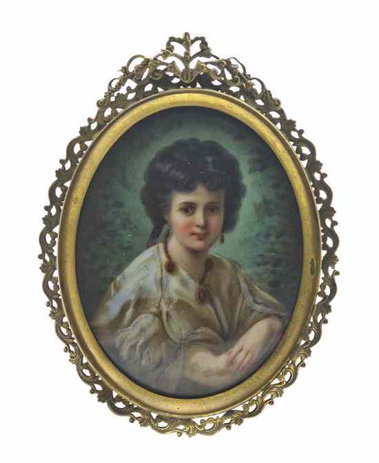 Appraisal: A Continental Porcelain Portrait Miniature of oval form depicting a