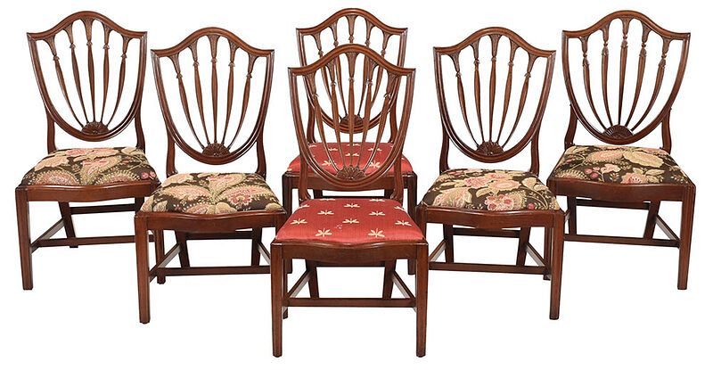 Appraisal: Six Hepplewhite Shield Back Dining Chairs possibly Pennsylvania th century