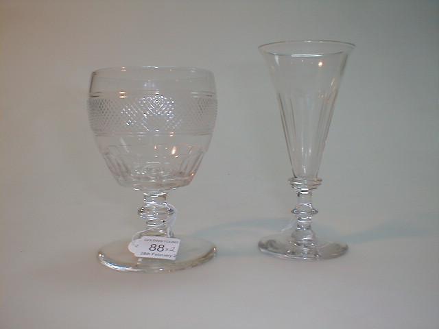 Appraisal: An irish glass goblet the round body with a knob