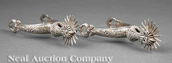 Appraisal: A Pair of Antique Silver Spurs length in