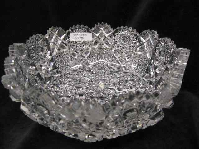 Appraisal: Hunt Cut Glass Bowl signed unusual shape outstanding cutwork ''