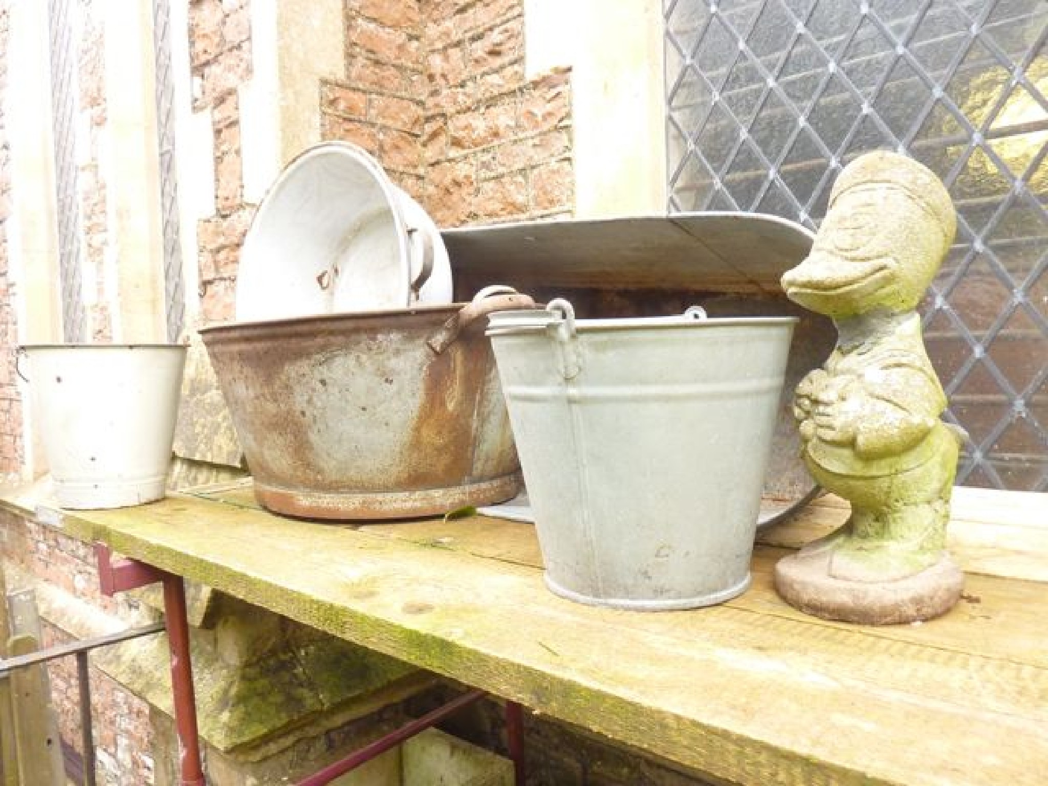 Appraisal: A collection of galvanised ironware including baths buckets etc