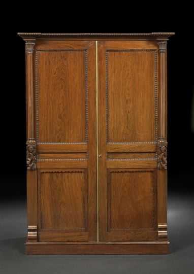 Appraisal: Victorian Rosewood Cabinet fourth quarter th century the egg-and-dart-molded cornice