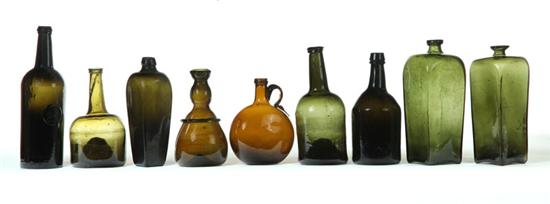 Appraisal: NINE GLASS SPIRITS BOTTLES American and European late th-mid th