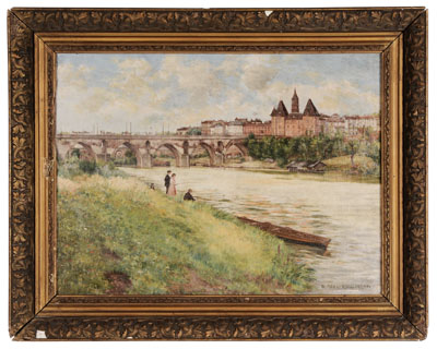 Appraisal: N Abel-Boulineau French - Landscape with River and Figur