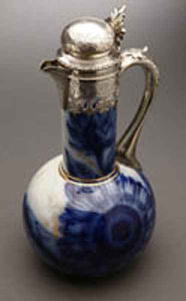 Appraisal: Pender Bourne Elkington sterling ceramic ewer Pender Bourne Elkington sterling